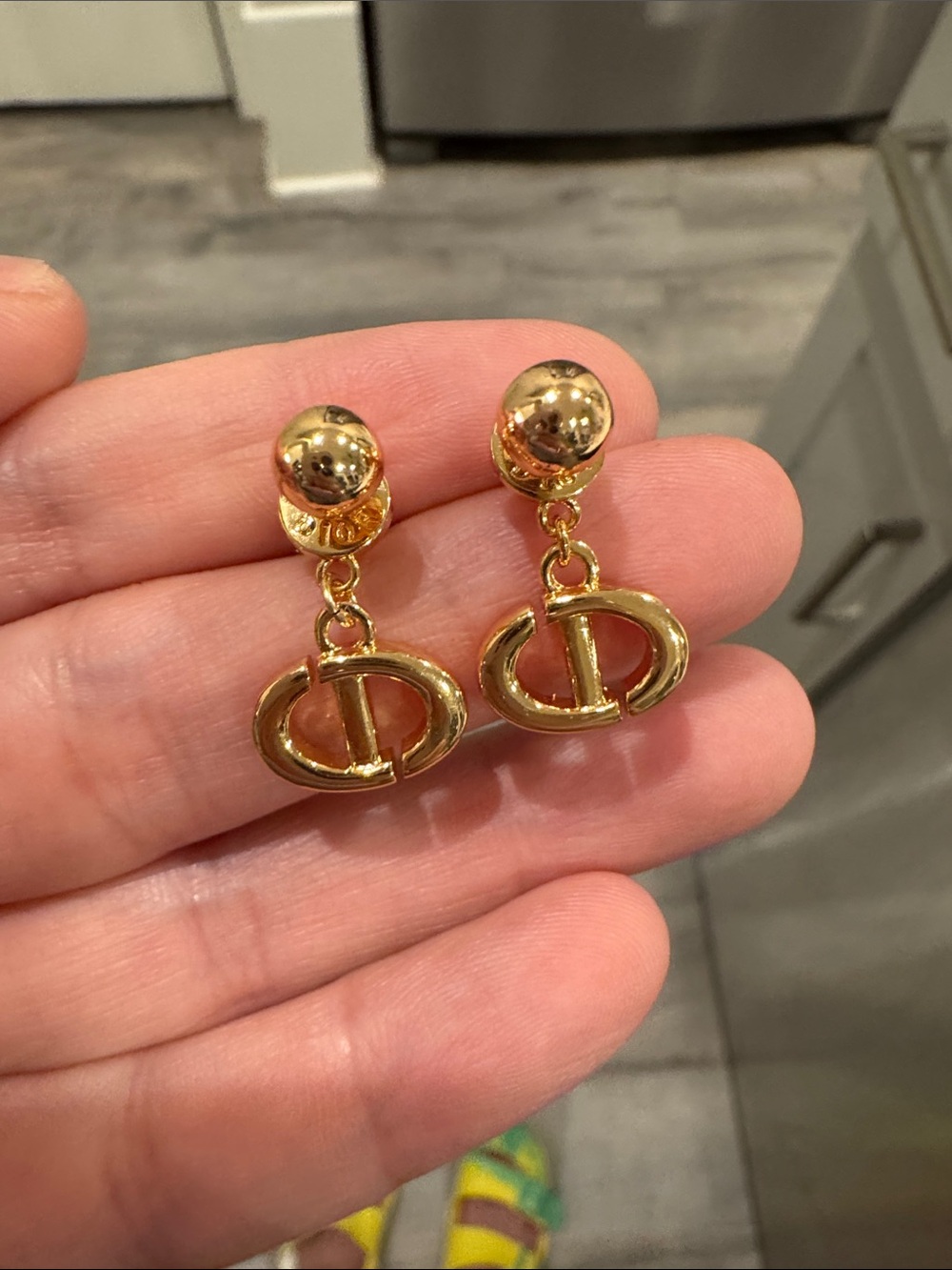 Gold Tone Geometric Dangle Jacket Earrings